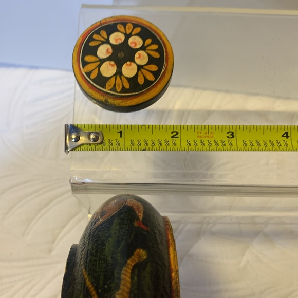 Hand painted trinket container wood vintage - Picture 14 of 17